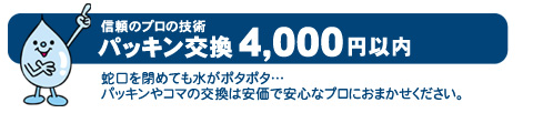 10km圏内はパッキン交換４０００円以内です
